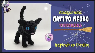 Gato Negro de Coraline Amigurumi Tutorial Paso a Paso a Crochet 🐈‍⬛