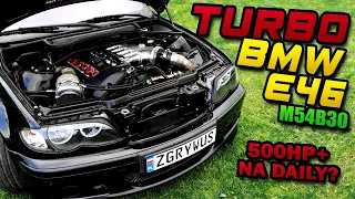 BMW E46 3.0i TURBO 500hp postawione na EMU BLACK Z GTX30 i klimatyzacją