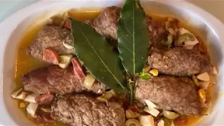 Rollitos de ternera rellenos, receta de la abuela.