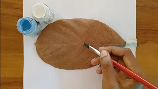 Acrylic painting Bird on Tree / Painting on leaf / Easy acrylic painting