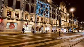 December Night in Stockholm:  Nobel Week Lights, Christmas Lights, Christmas Display, Ice Skating