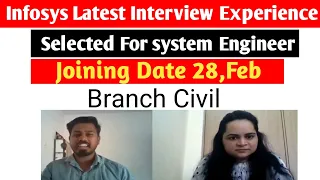Latest infosys interview experience | Civil branch| Infosys system engineer interview questions|job