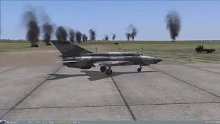 DCS, Mig-21,  nuclear toss bombing test. Land Mozdok. Inc Tacview.