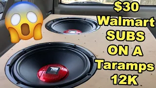 How Loud Can 2 WALMART Subwoofers Get On a 12k Taramps?