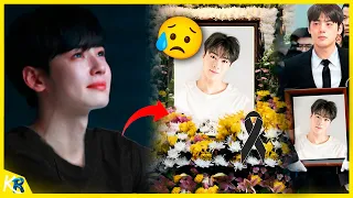 😢Eunwoo cries remembering Moonbin, he was the one holding Moonbin's photo at the funeral