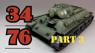 Painting camouflage on 1:35 T-34/76 tank model for "Operation Barbarossa" Diorama