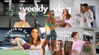 weekly vlog | i signed up for a marathon!! amazon haul | reading chats | gym | conagh kathleen