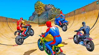 DESAFIO do Homem Aranha e Amigos com Motos e Carros vs TITAN Hulk | SpiderMan Challenge GTA V