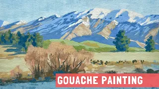 How to Paint a MOUNTAIN LANDSCAPE Using GOUACHE