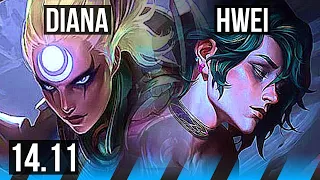 DIANA vs HWEI (MID) | 7/1/4, 2100+ games | EUW Challenger | 14.11