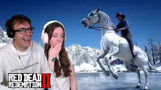 MY DAD PLAYS RED DEAD REDEMPTION 2 - Doing Your Horse Dares! | Pinehaven