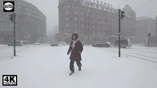 Heavy Snowfall and Strong Winds in Downtown Helsinki ❄️🌨☃️ (9 January 2023)