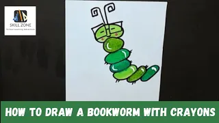 How to draw a bookworm | Easy drawing step by step #bookworm #crayondrawing @skillzone9