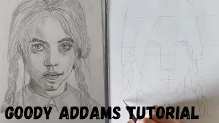 How to Draw Goody Addams Jenna Ortega, Wednesday Netflix EASY Tutorial