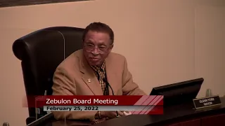 Zebulon Board Meeting - February 25, 2022