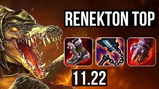 RENEKTON vs FIORA (TOP) | 5.7M mastery, 7 solo kills, 12/3/15, 600+ games | KR Master | 11.22