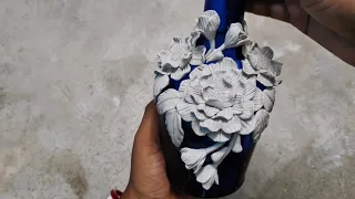 DIY bottlecraft |clay bottle art | clay flower | home decor idea | do like comment share subscribe 😊