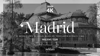 WALKING TOUR🚶🏻🚶🏻‍♀️ MADRID - 4K - El Retiro - Fuente de Cibeles- Museo del Prado-Zekkei WalkingTours