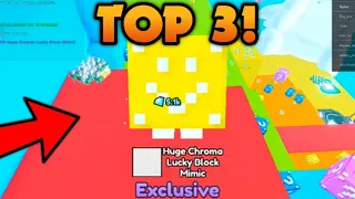 Top 3 YouTubers Hatching HUGE CHROMA LUCKY BLOCK MIMIC! 🌟😱 | Pet Simulator X Roblox