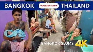 Khlong toei SLUMS BANGKOK Thailand 🇹🇭  Walking tour 2023