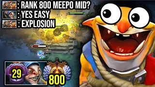 When Immortal Top 800 Pick Meepo Mid Aganist Techies | 100% Destroyed!