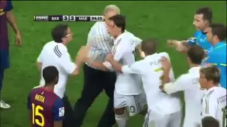 Real Madrid vs Barcelona Supercopa Brawl in Spanish, August 17, 2011 Fabregas, Ozil, Villa Red Card