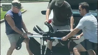 How many dads does it take to fold a stroller? #Funny