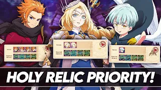 *HOLY RELIC PRIORITY* Best Relics That YOU Should Get As New & Veteran Players! (7DS Grand Cross)