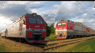ЭП1П-035 со скоростной путеобследовательской станцией и ЭП1М-756 с поездом Москва—Кисловодск #ржд