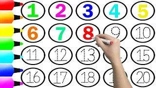 1234567890 | How to Read and Write Numbers 1 to 20 With Coloring Page | Learn Colors Names #Kids