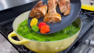 Green soup inspired by Ghana 🇬🇭 ebunuebunu cooked under 30 mins