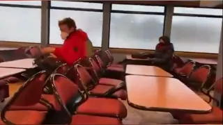 The moment of the collapse of the wave on the German ferry