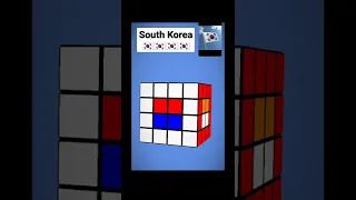 How to make South Korea's Flag On Rubik's Cube || Flag On 4by4 Rubik's Cube#happycubing #shorts