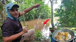 PESCANDO E FRITANDO NA BEIRA DO RIO! pescaria e peixe frito. Pesca nesse sistema e garantido