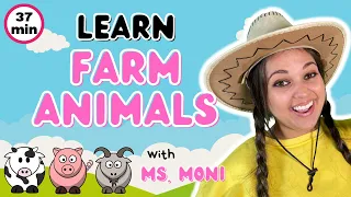 Learn Farm Animals With Ms Moni | Old MacDonald Had A Farm, 5 Little Ducks | Toddler Learning Video