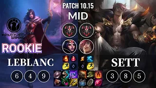 IG Rookie LeBlanc vs Sett Mid - KR Patch 10.15