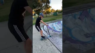 How to drop in on a scooter #scooter #whip #cooltricks #scootertricks #skatepark #skate