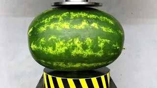 Crushing watermelon with hydraulic press !!