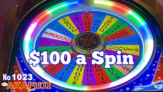 $100 Slot Huge Win💖 WHEEL OF FORTUNE DOUBLE DIAMOND JACKPOT HANDPAY, RED WHITE BLUE, Casino 赤富士スロット