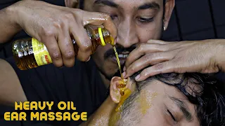 Heavy Oil Ear Massage | Ear Cracking | Head Massage & Hair Scratching | Loud Neck Cracking | ASMR