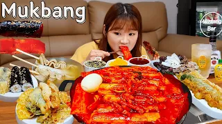 Sub)Real Mukbang- Spicy Tteokbokki 🔥 Fried Food, Kimbap 🥟 Korean Street Food 🍱 ASMR KOREAN FOOD