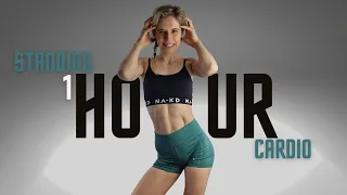 1 HOUR ALL STANDING CARDIO HIIT WORKOUT - AT HOME - NO EQUIPMENT - BURNS 700 CALORIES - FAT BURNING