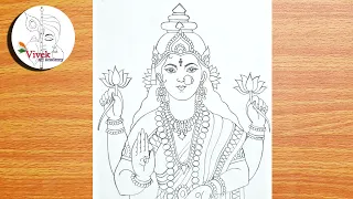 Maa Laxmi Drawing | Goddess Laxmi Drawing Step by Step | Laxmi Maa Drawing