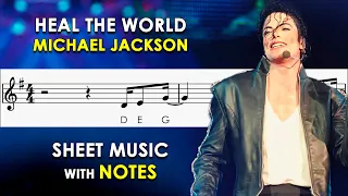 Heal The World | Sheet Music with Easy Notes for Recorder, Violin + Backing Track | Michael Jackson