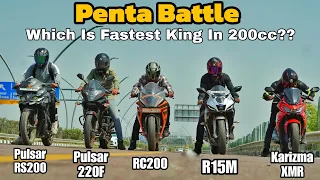 Karizma XMR vs Yamaha R15M vs Pulsar RS200 vs Pulsar 220F vs Ktm RC200 | Penta battle 😱