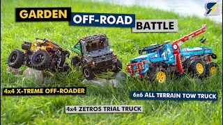 LEGO OFF-ROAD BATTLE - Zetros Trial Truck vs 4x4 X-Treme Off-Roader vs All Terrain Tow Truck