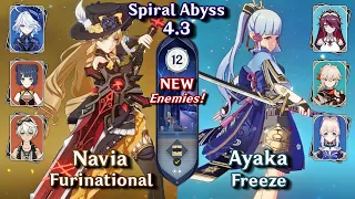 C0 Navia Furina National & C0 Ayaka Freeze | NEW Spiral Abyss 4.3 Floor 12 9 Star - Genshin Impact