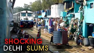 Train inside the Slums of Delhi | Indian Railway's