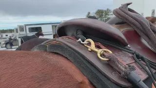 Topsham skijoring: Rider shows how rope connects to saddle