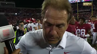 Nick Saban gets pissed after being asked Jalen or Tua after game